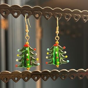 Festive Christmas Tree Earrings